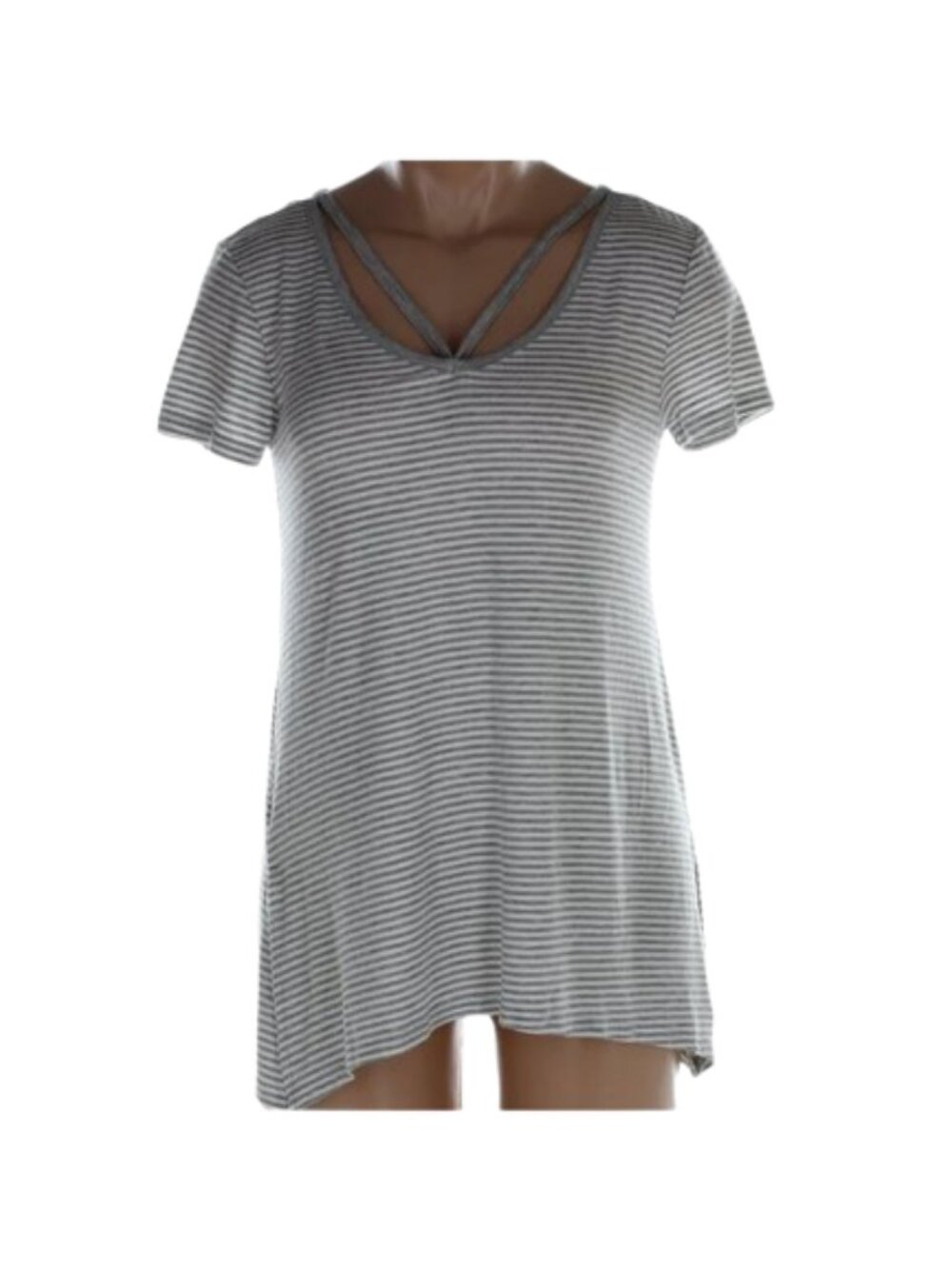 Ultra Flirt Juniors Striped Strappy V-Neck Side-Slit Tunic Top